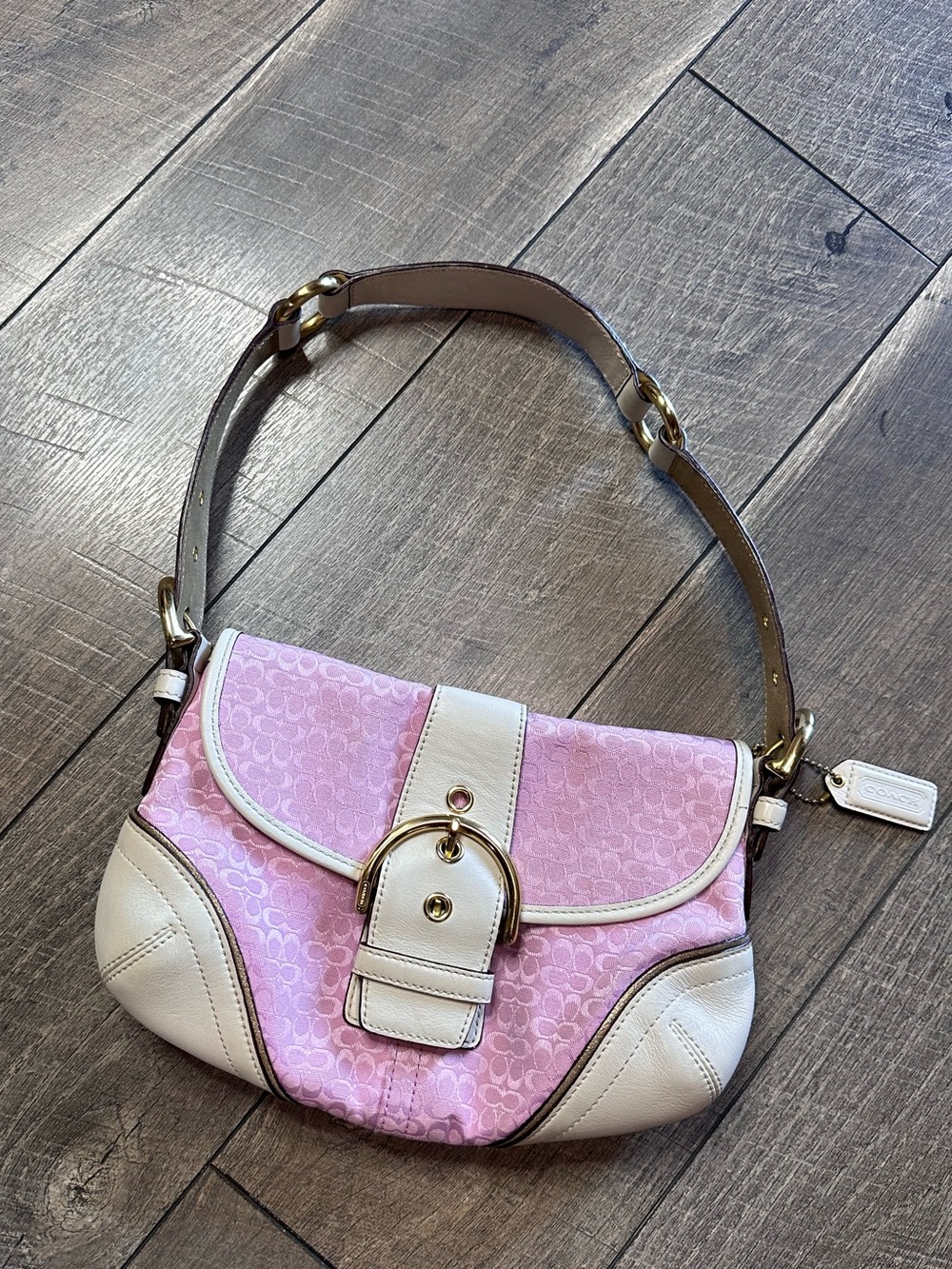Vintage Coach Pink/White Mini Soho Bag